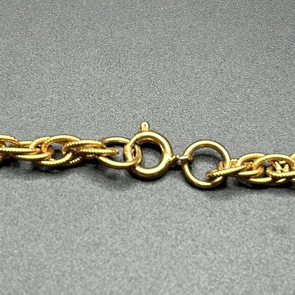 VTG Winking One Green Eyed Cat Pendant Gold Rope Chain Necklace - Picture 8 of 11